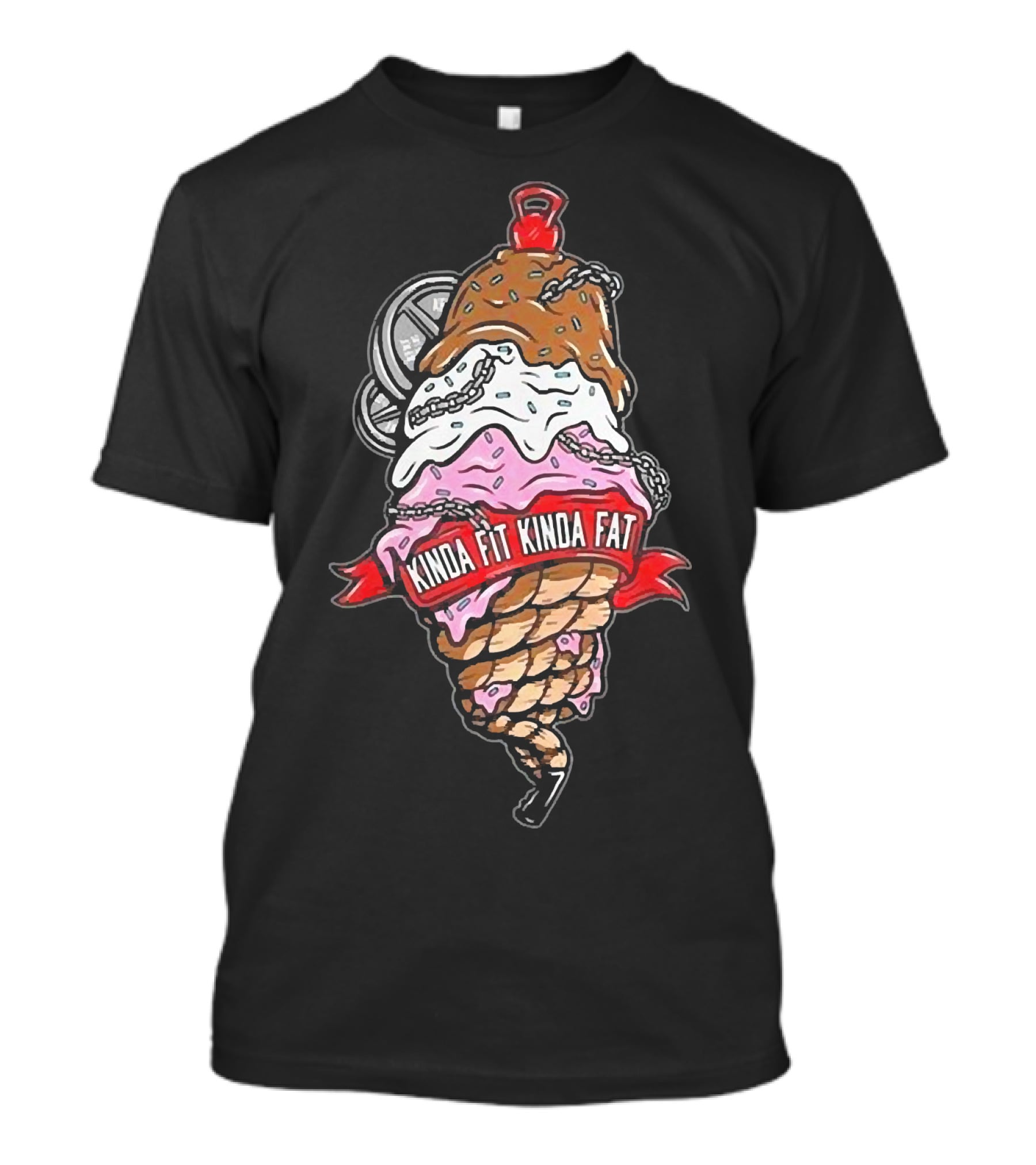 Hafthor Bjornsson Kinda Fit Kinda Fat Ice Cream Weightlifting Chains T-Shirt