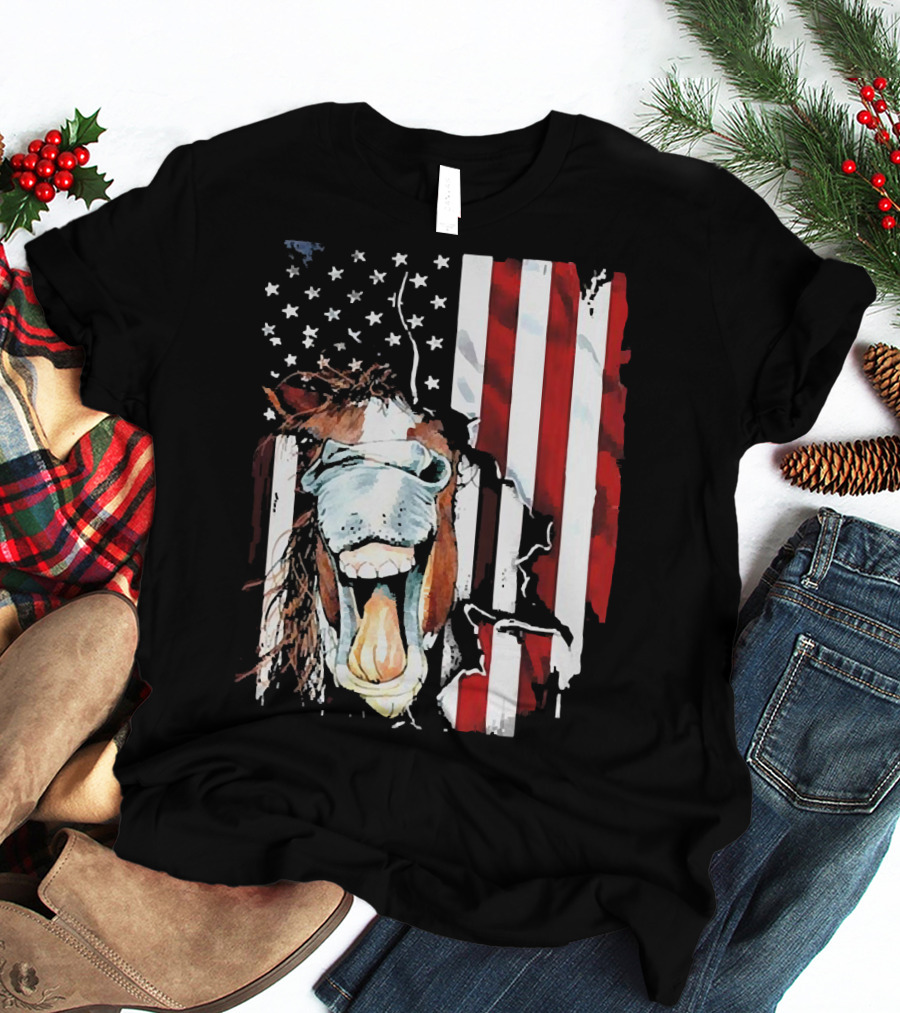 Horse Face American Flag Heritage T-Shirt