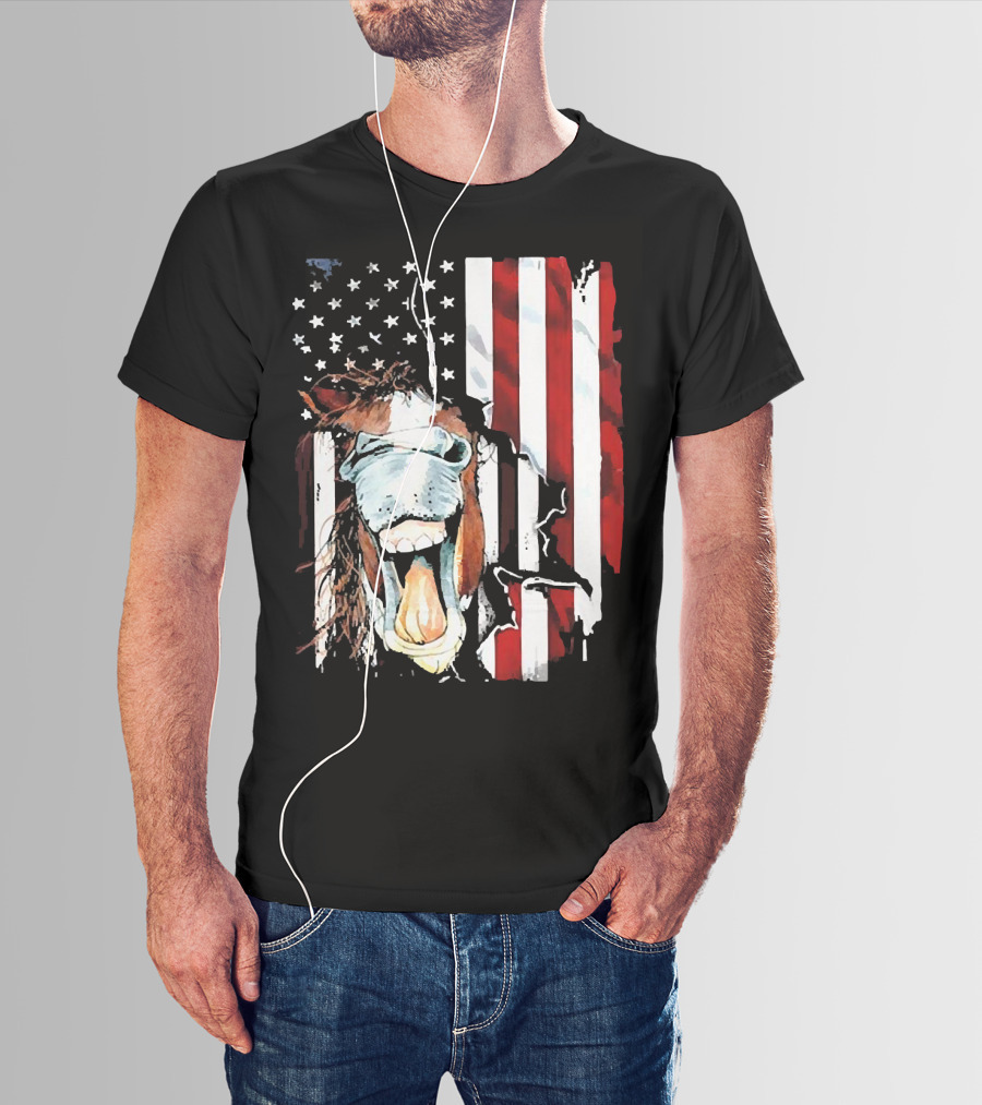 Horse Face American Flag Heritage T-Shirt