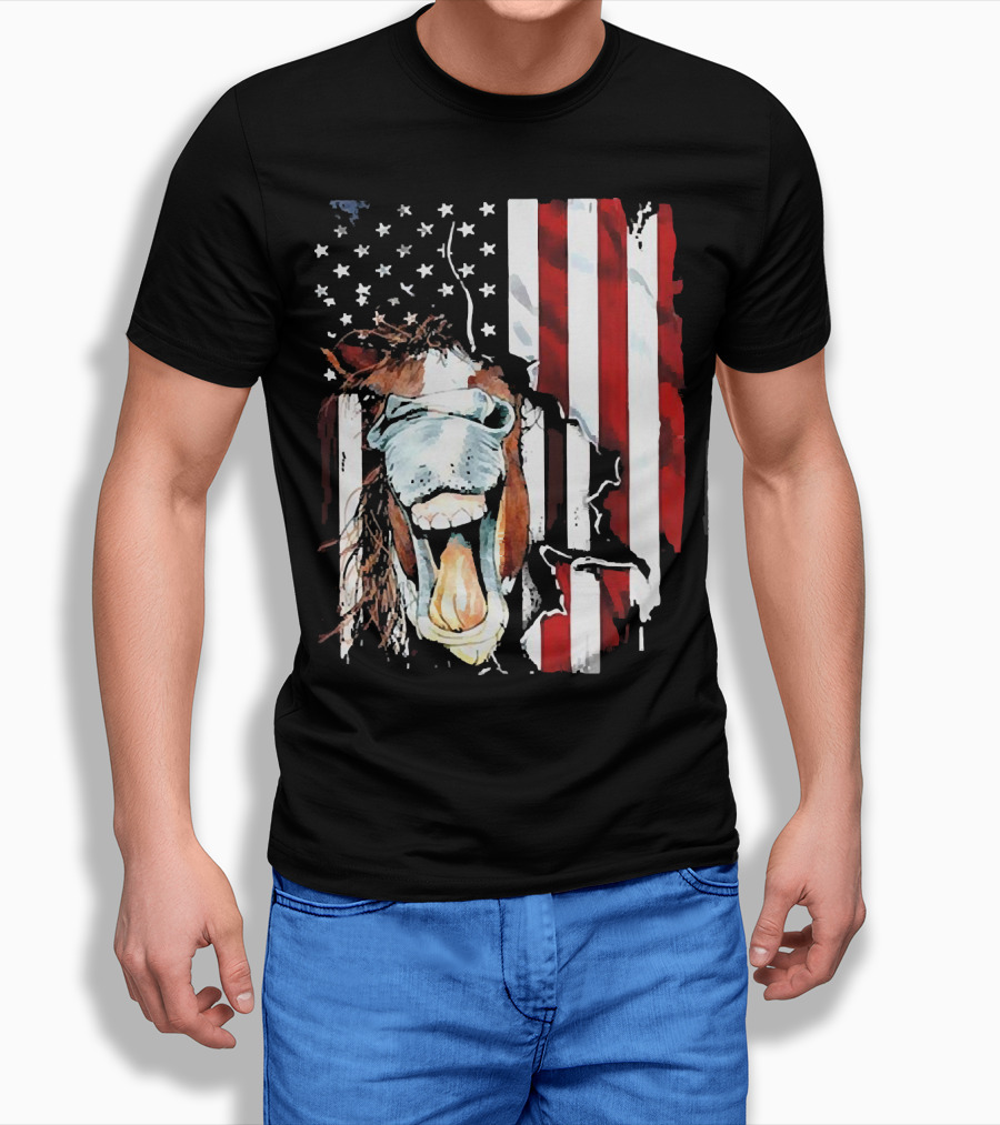 Horse Face American Flag Heritage T-Shirt
