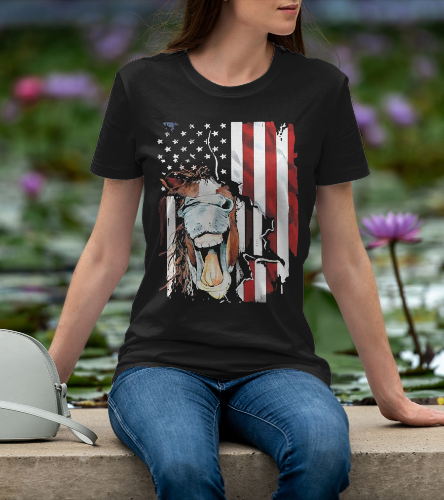 Horse Face American Flag Heritage T-Shirt