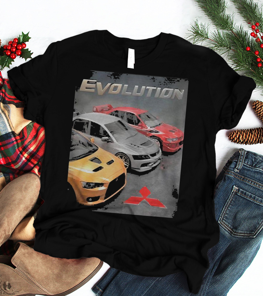 Mitsubishi Evolution Cars With Iconic Red T-Shirt