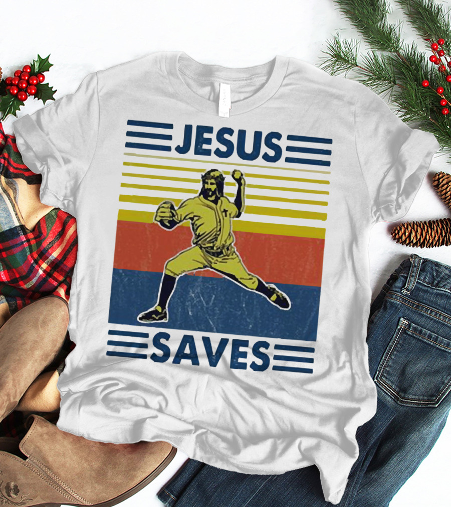 Jesus Saves Baseball Pitcher T-Shirt