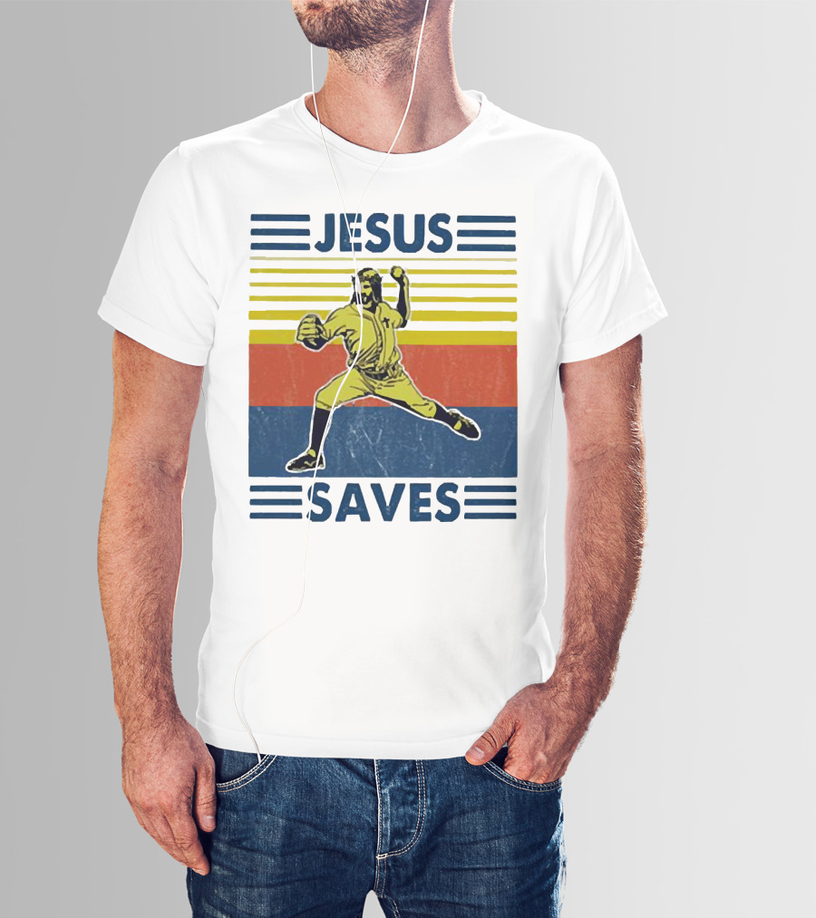 Jesus Saves Baseball Pitcher T-Shirt