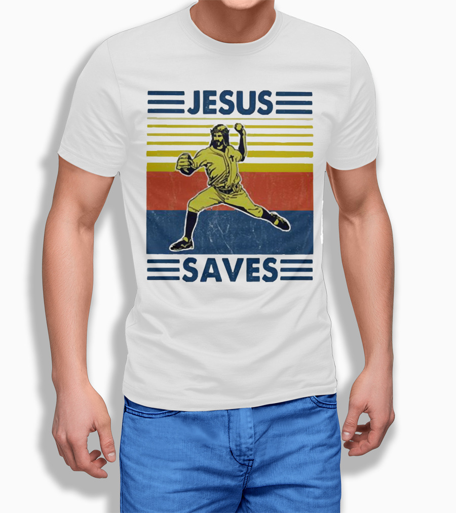 Jesus Saves Baseball Pitcher T-Shirt