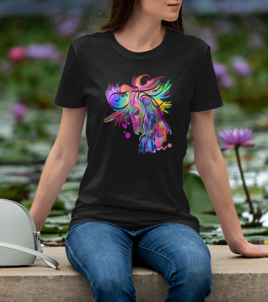 Colorful Rainbow Beautiful Unicorn Artistry T-Shirt