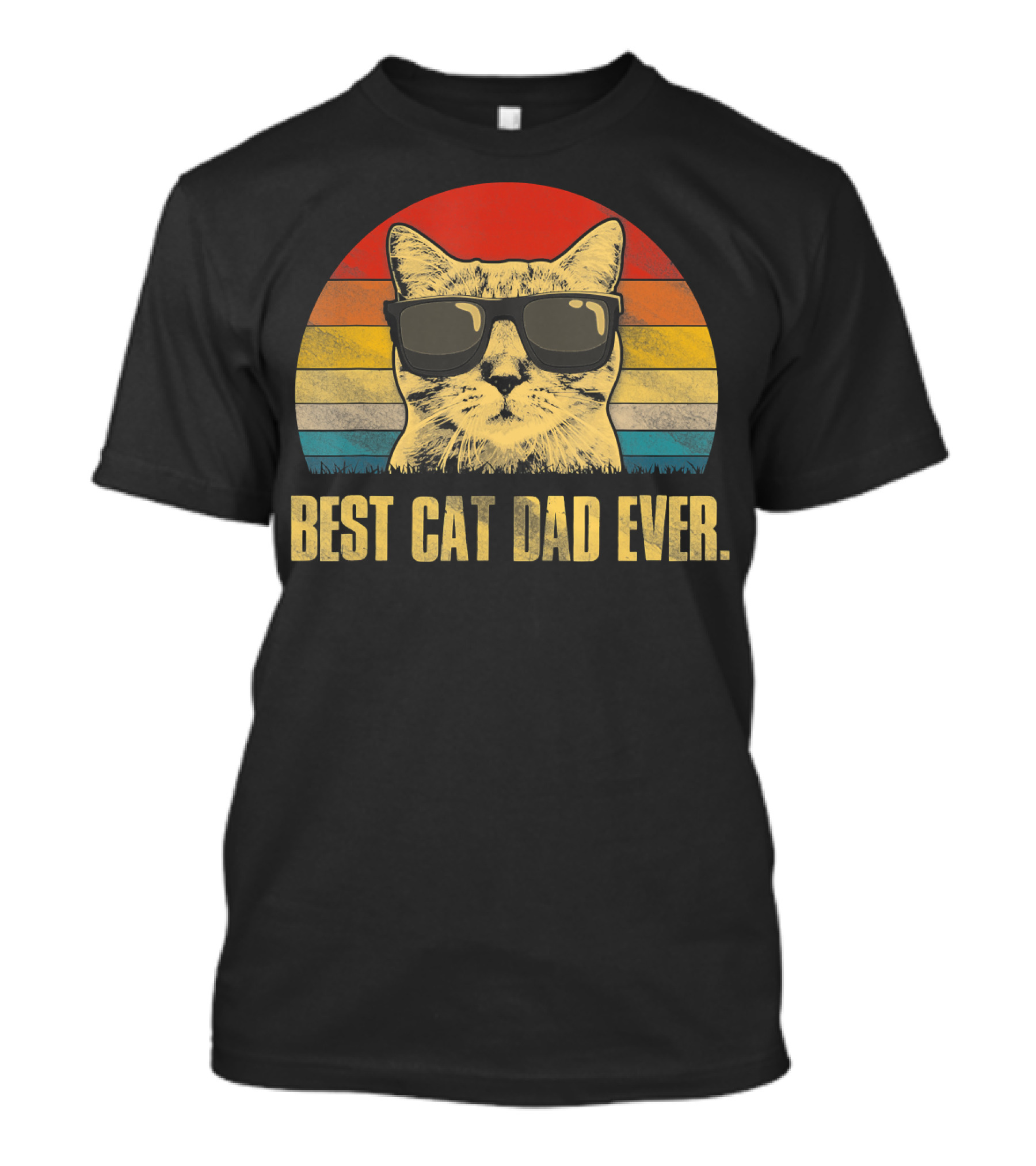 Best Cat Dad Ever Funny Cat Dad Father Retro Sunglasses T-Shirt