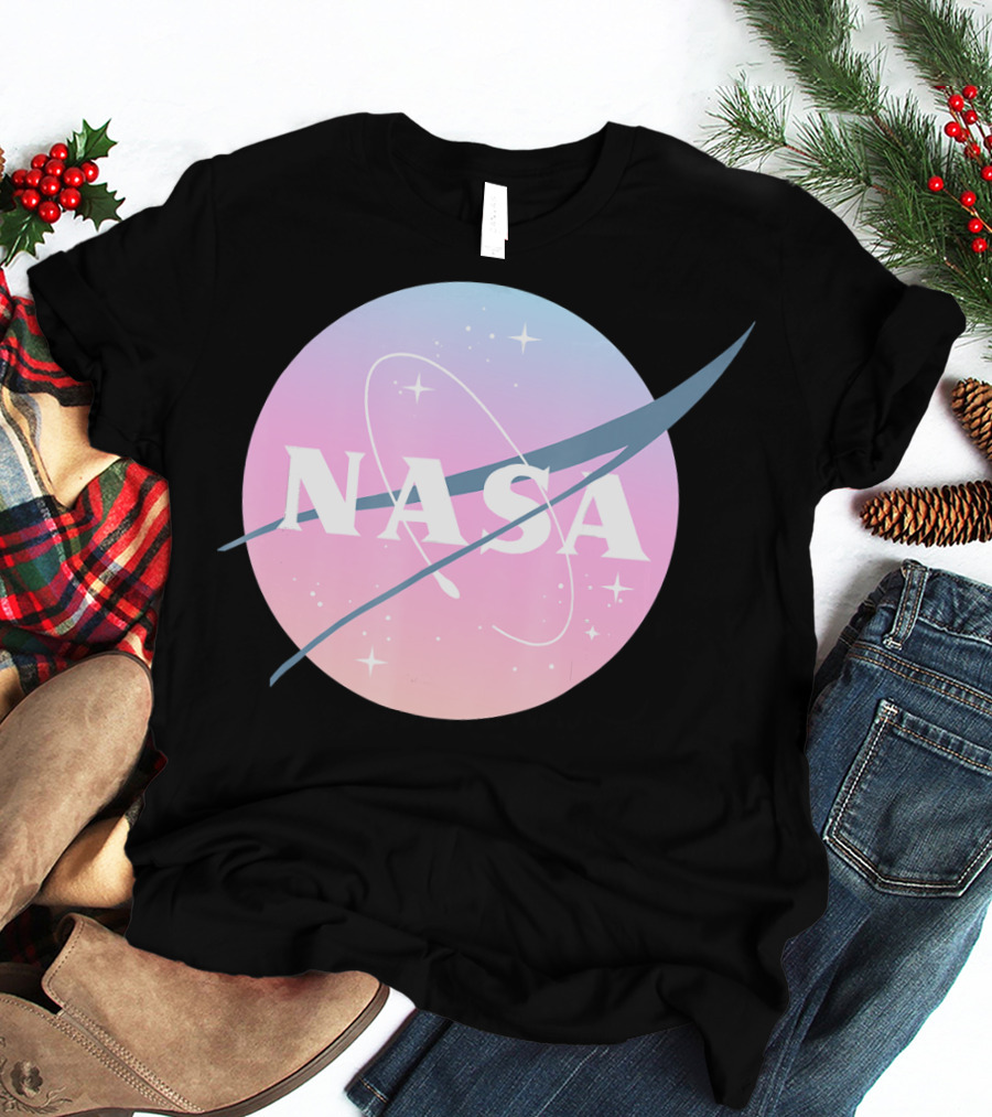 NASA Pastel Rainbow Space Logo Astronaut Outer Space Emblem T-Shirt