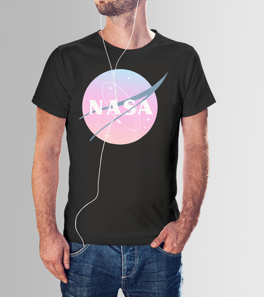 NASA Pastel Rainbow Space Logo Astronaut Outer Space Emblem T-Shirt