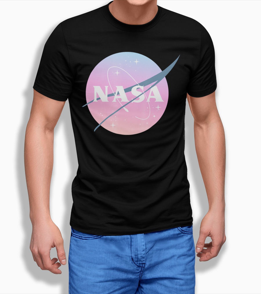 NASA Pastel Rainbow Space Logo Astronaut Outer Space Emblem T-Shirt