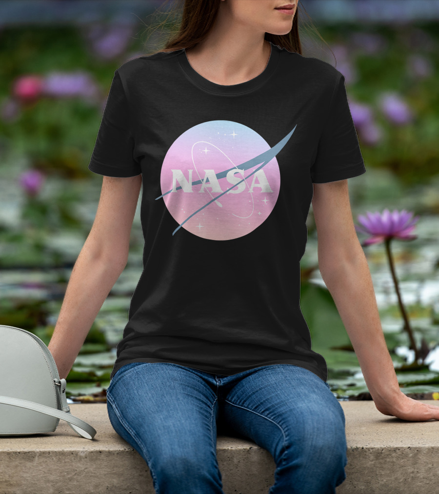 NASA Pastel Rainbow Space Logo Astronaut Outer Space Emblem T-Shirt