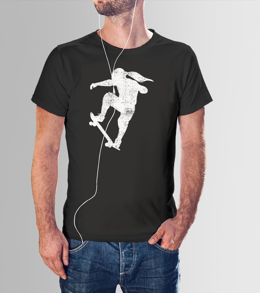 Skater Girl Skateboard Skateboarder Silhouette Riding Skateboard T-Shirt