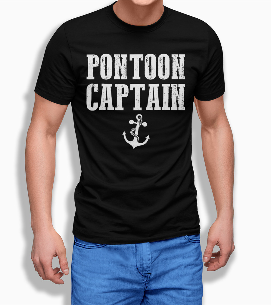 Pontoon Captain Anchor Logo Funny Boating T-Shirt