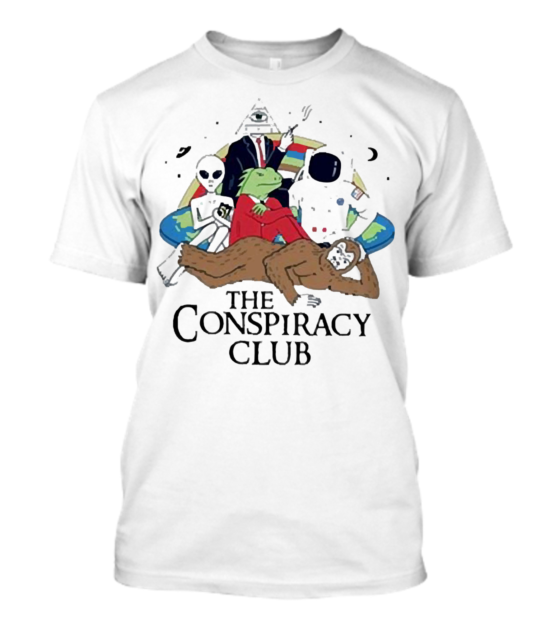 Alien Bigfoot Astronaut Conspiracy Club With Reptilian And Secret Symbols T-Shirt
