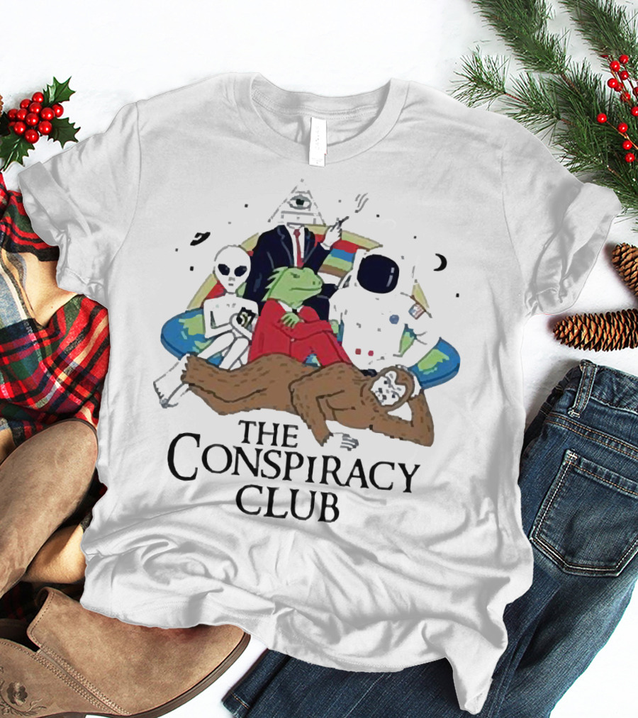 Alien Bigfoot Astronaut Conspiracy Club With Reptilian And Secret Symbols T-Shirt