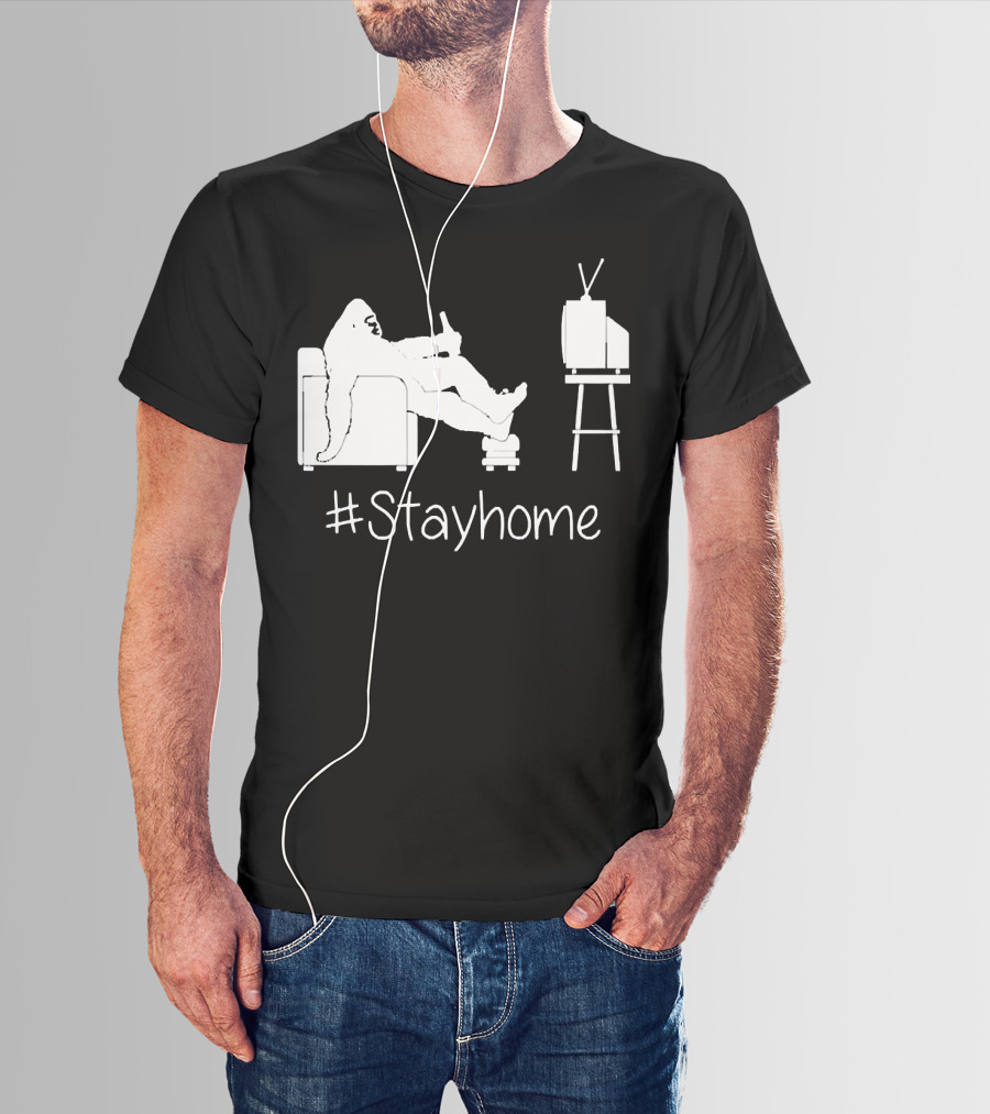 Bigfoot Relaxing Watching TV #Stayhome T-Shirt