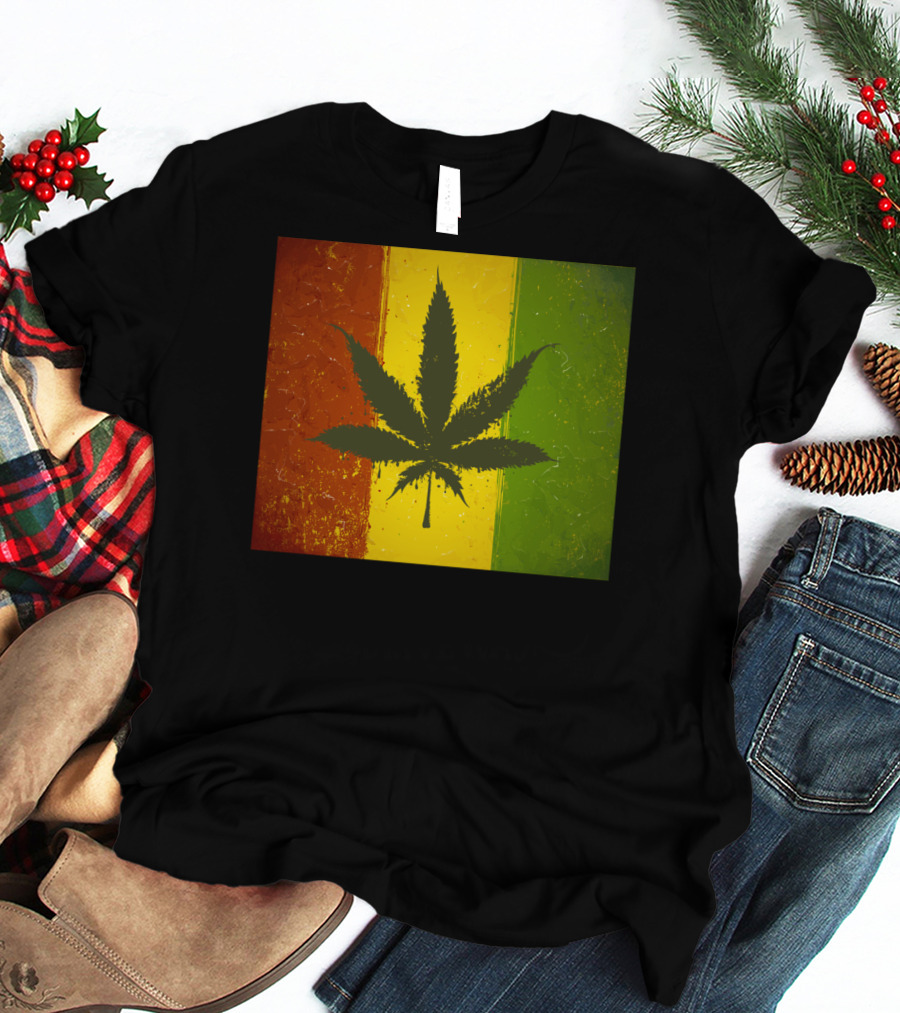 Rasta Jamaican Marijuana Leaf Legalized Pot Flag T-Shirt