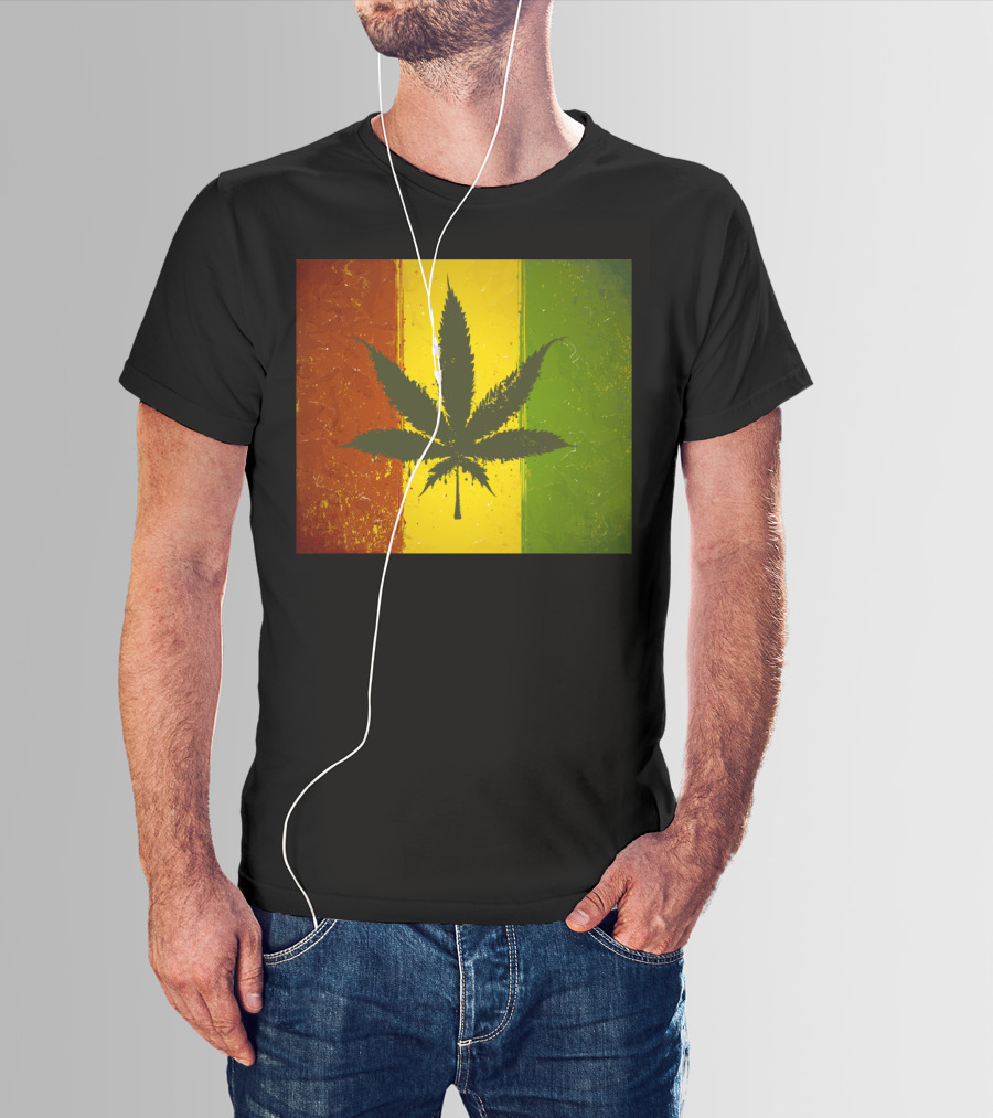Rasta Jamaican Marijuana Leaf Legalized Pot Flag T-Shirt