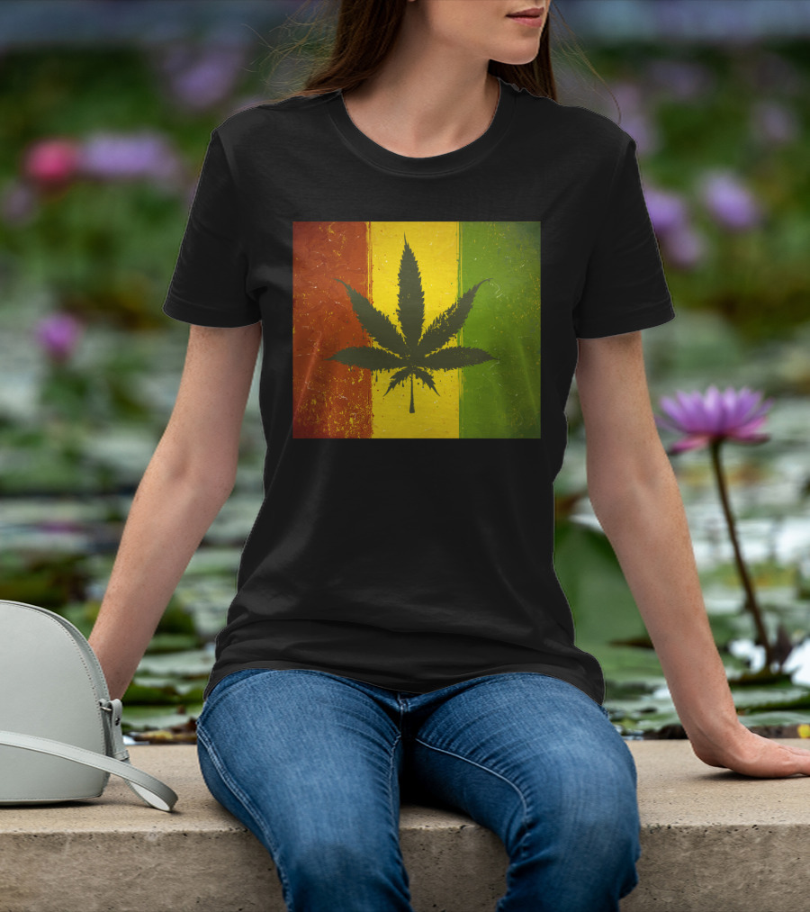 Rasta Jamaican Marijuana Leaf Legalized Pot Flag T-Shirt