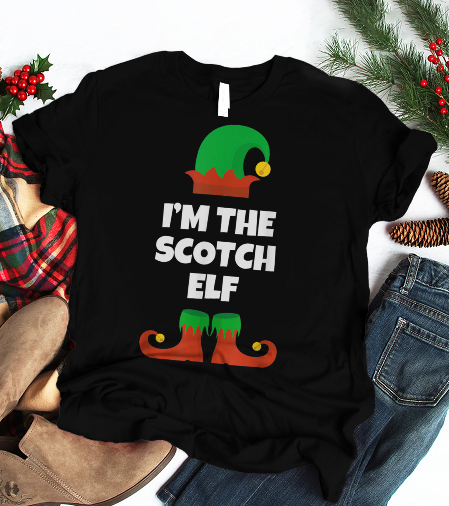 I'm The Scotch Elf Christmas Hat And Shoes T-Shirt