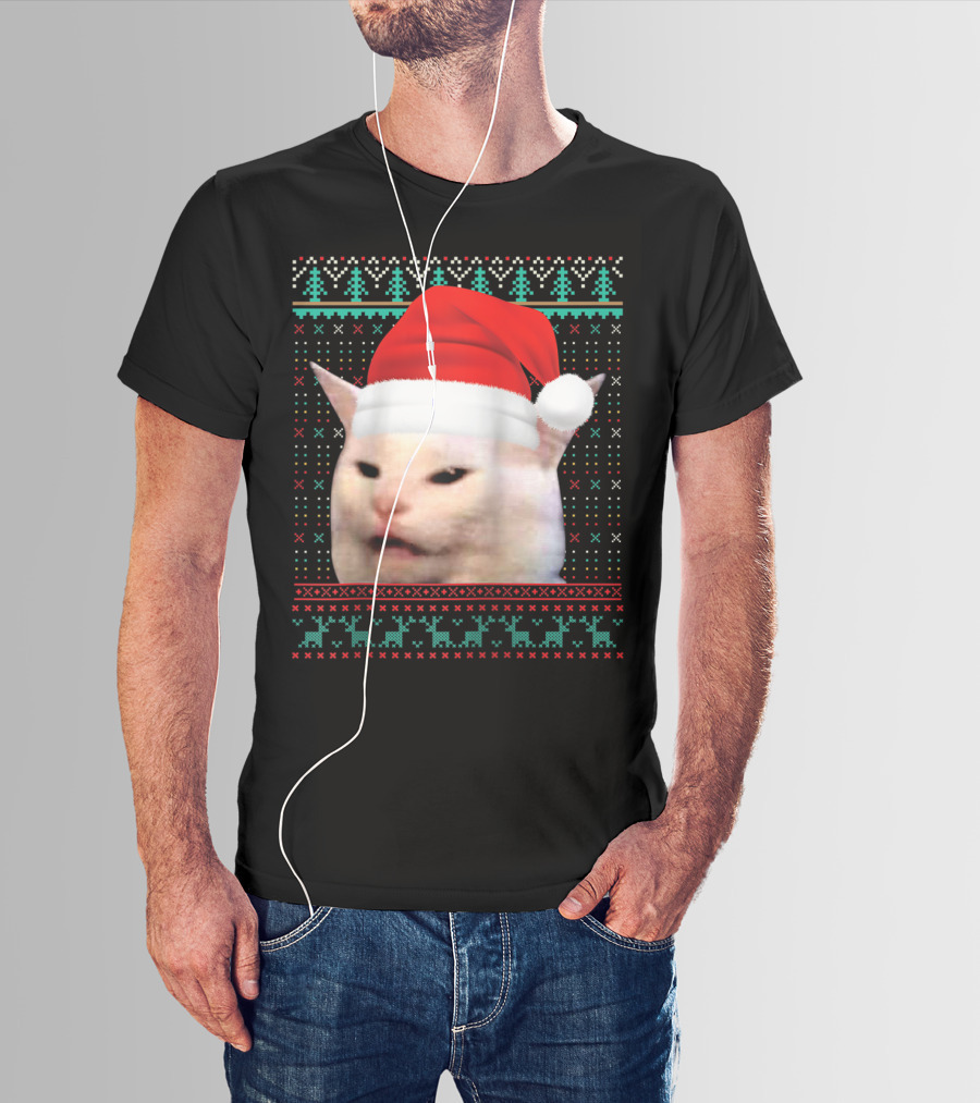 Santa Cat Ugly Christmas Merry T-Shirt