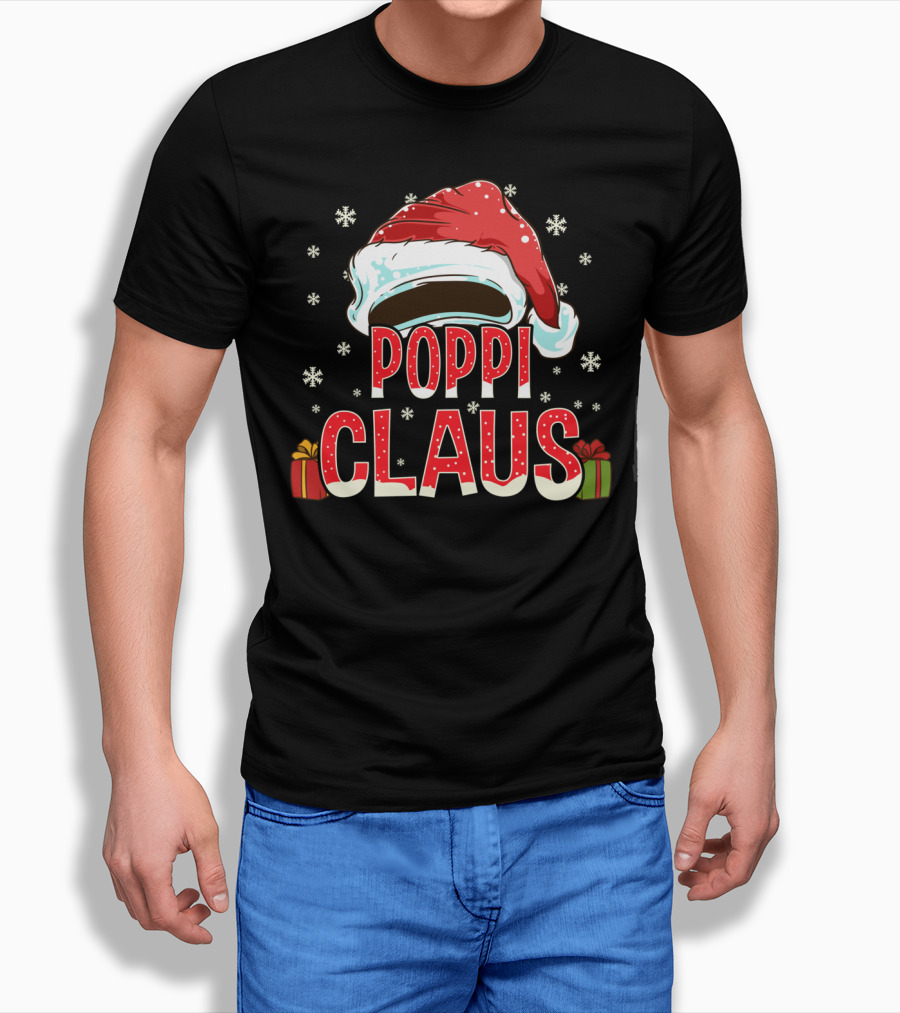 Poppi Claus Santa Hat Snowflakes Christmas Gifts T-Shirt