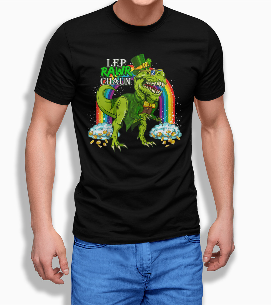 LEP RAWR CHAUN T-Rex Rainbow Coins T-Shirt