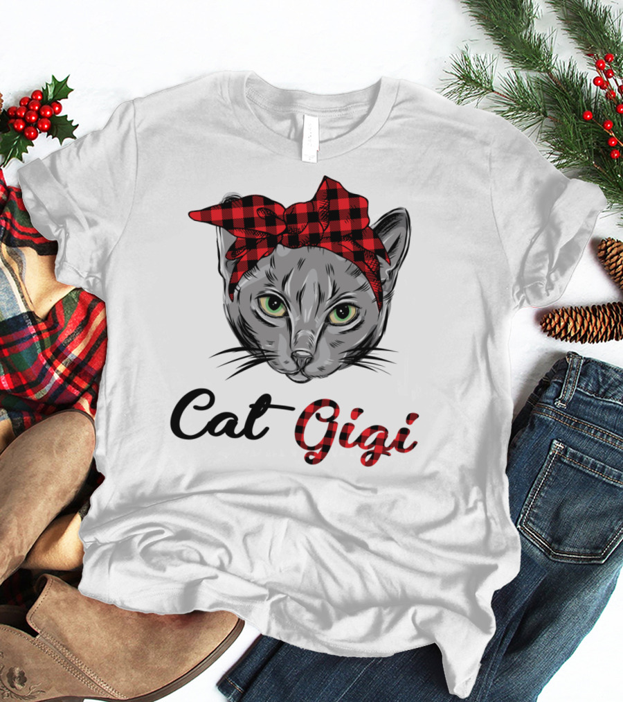 Cat Gigi Buffalo Plaid Grandma Pet T-Shirt