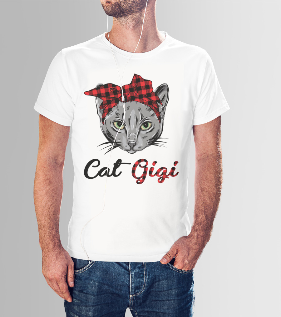 Cat Gigi Buffalo Plaid Grandma Pet T-Shirt