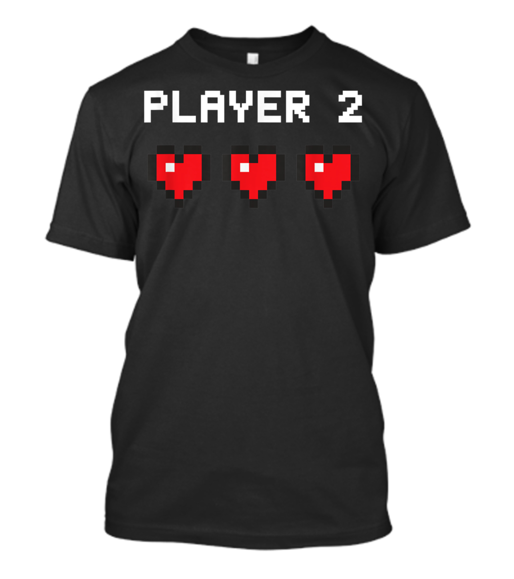 Player 2 Pixel Hearts Vintage Video Game Classic T-Shirt