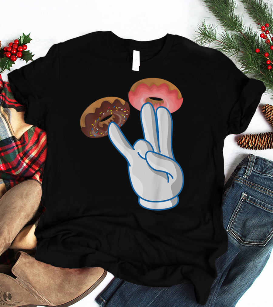 2 In The Pink 1 In The Stink Hand Gesture With Two Sprinkle Donuts Dark Humor T-Shirt