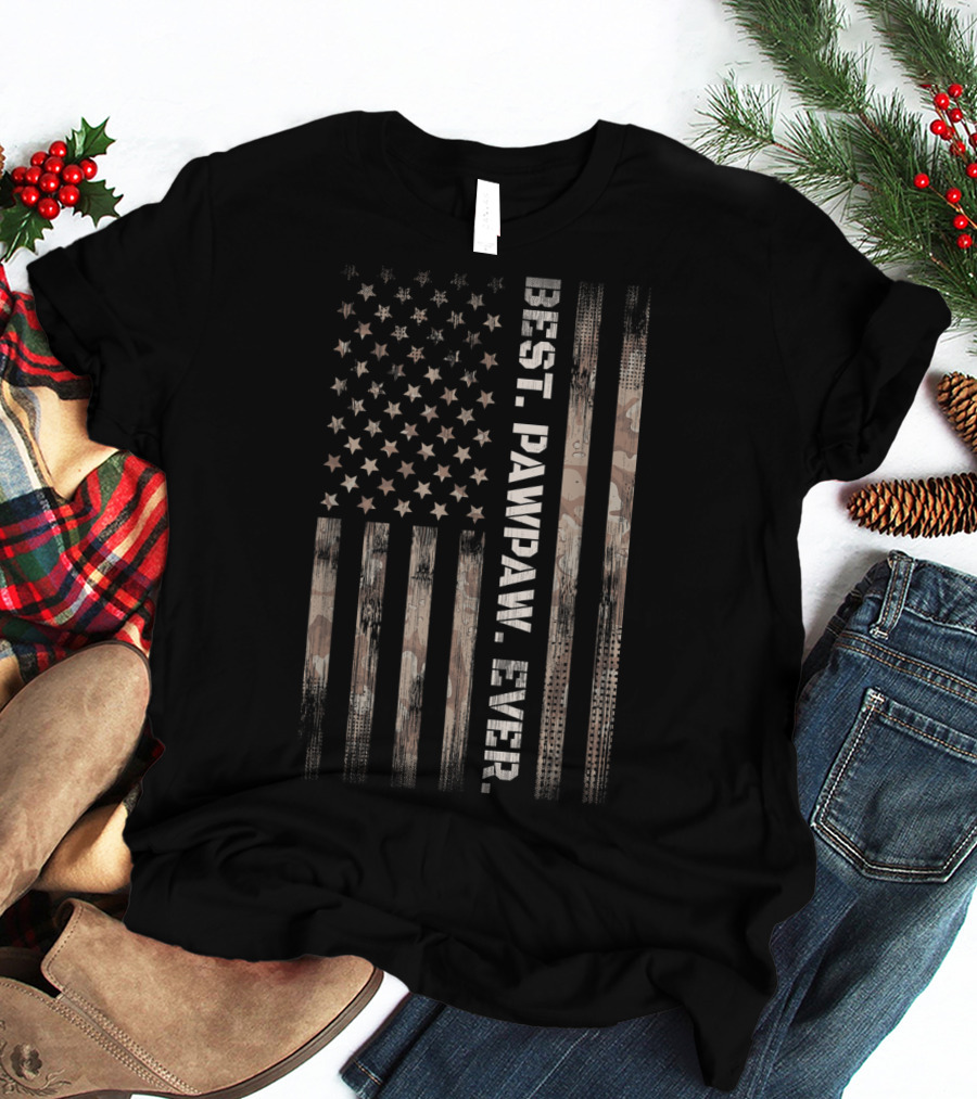 Best PAWPAW Ever Vintage American Flag Camo T-Shirt
