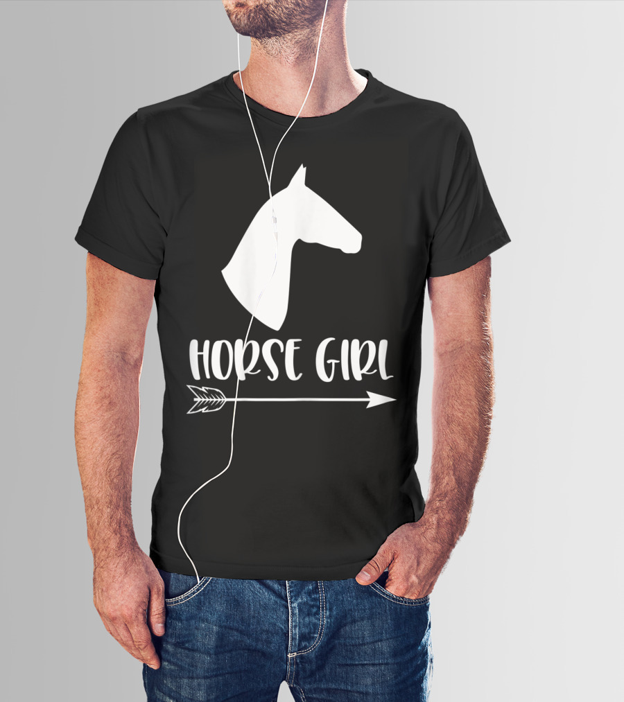 White Horse Girl Silhouette With Arrow I Love My Horses NY T-Shirt