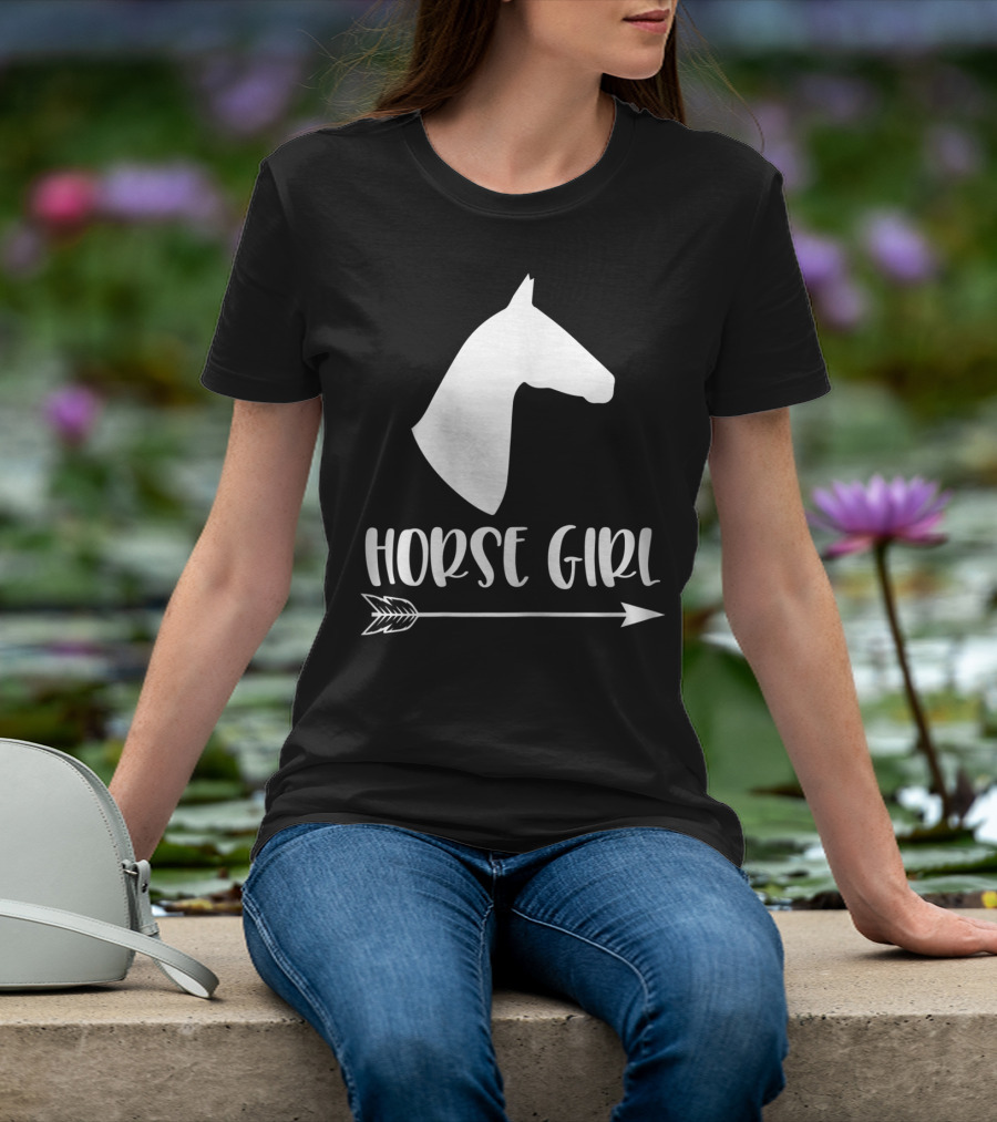 White Horse Girl Silhouette With Arrow I Love My Horses NY T-Shirt