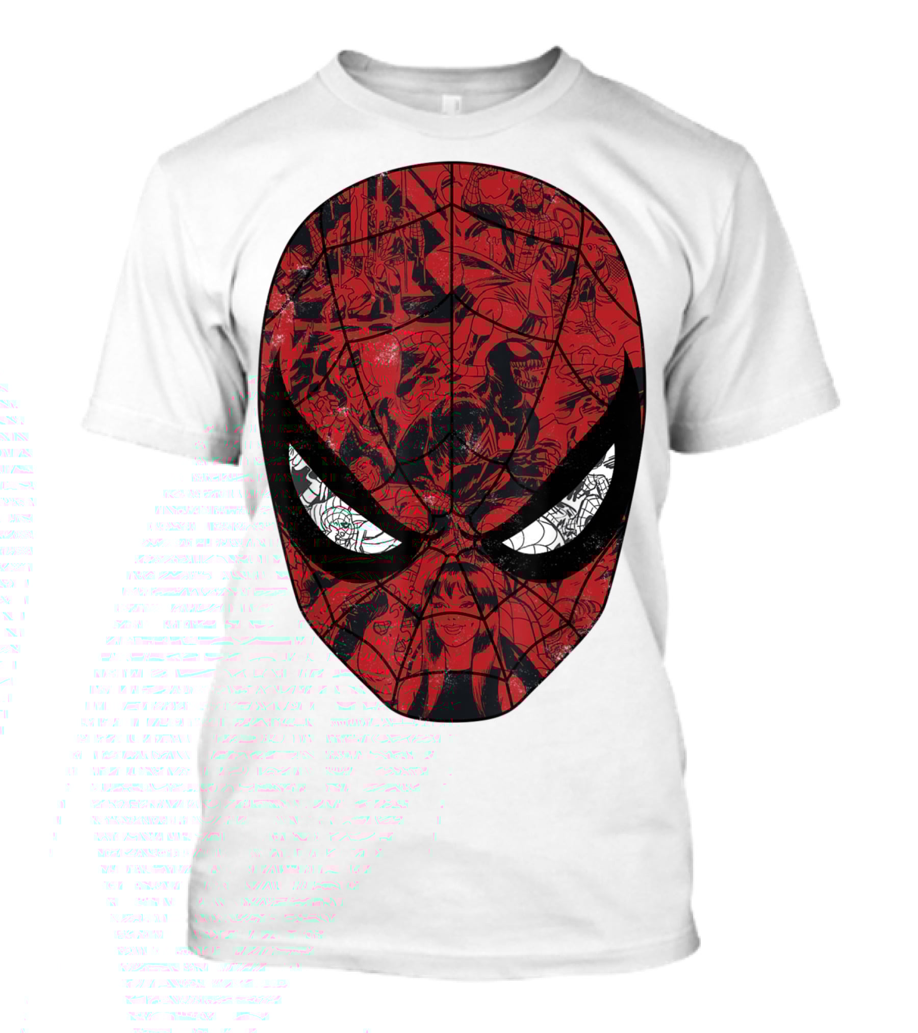 Spiderman Mask Marvel Comic Collage T-Shirt