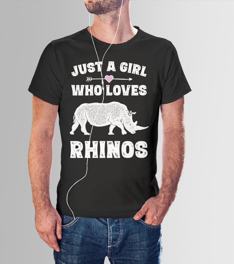 Just A Girl Who Loves Rhinos Retro Vintage Rhinoceros T-Shirt