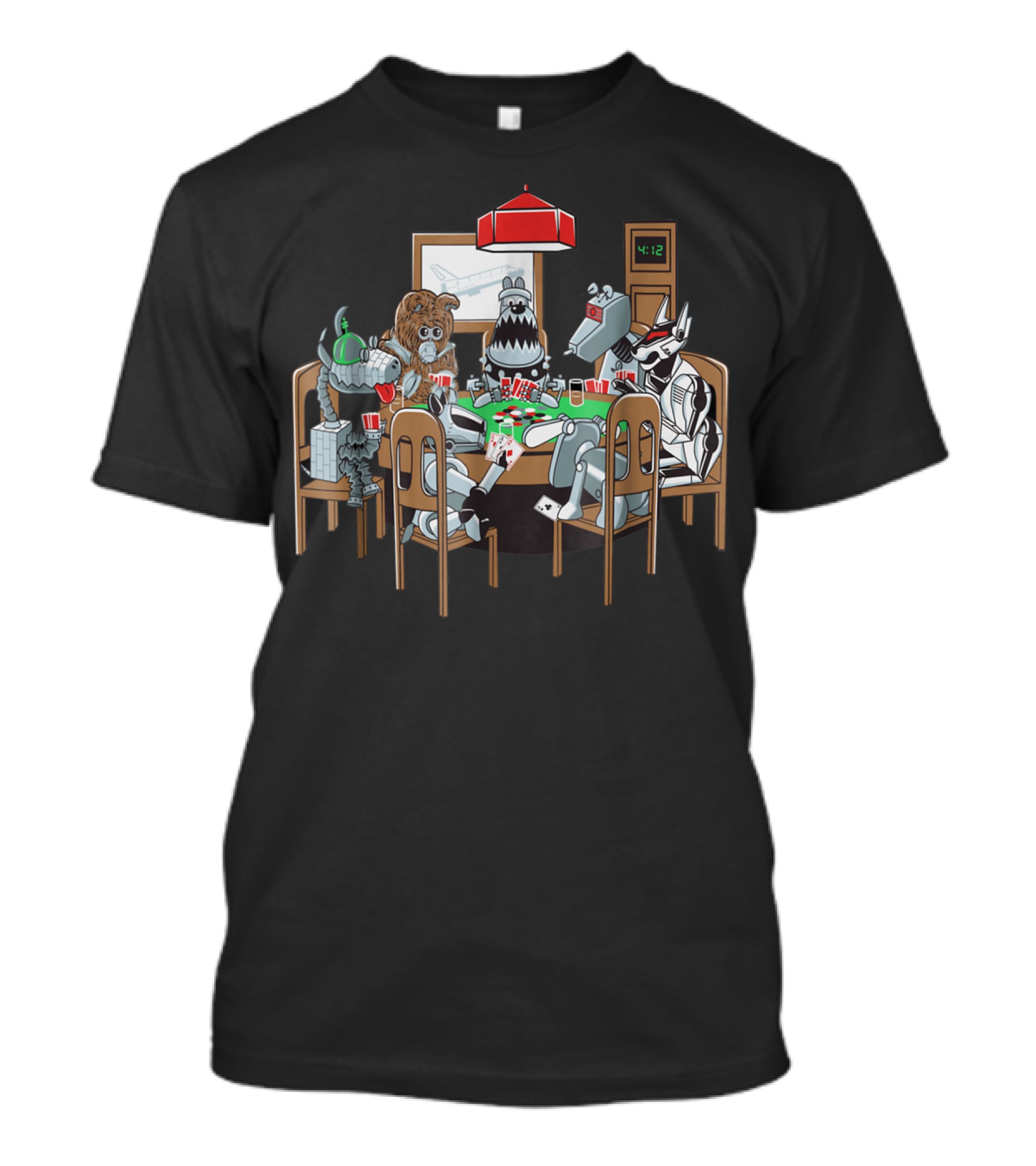 Robot Dogs Playing Poker At 4:12 With Red Poker Lamp T-Shirt