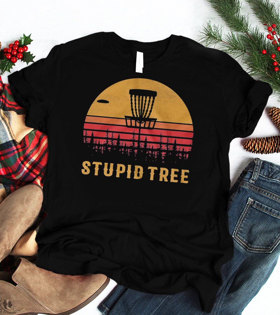 Stupid Tree Disc Golf Vintage Sunset Frisbee T-Shirt