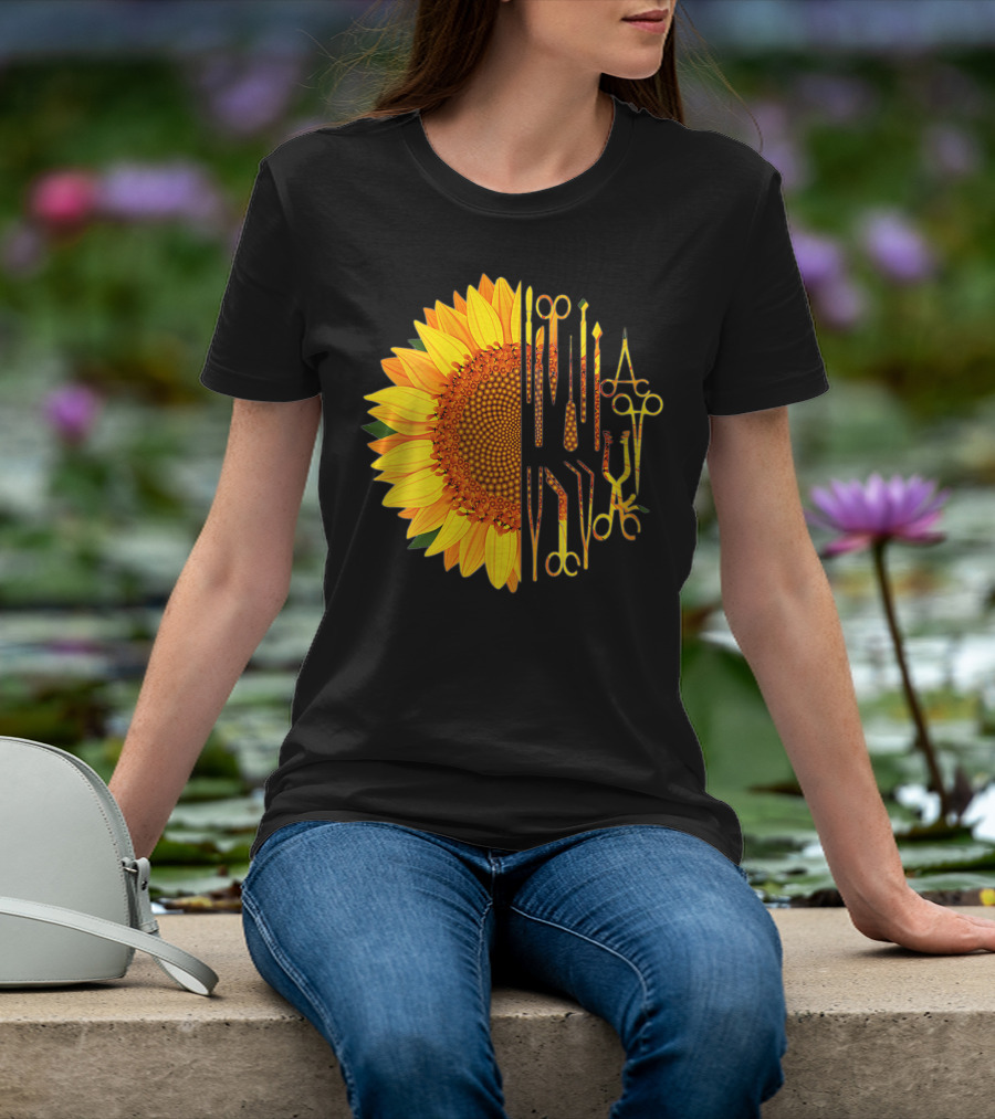 Scrub Tech Surgeon Surgical Instruments Sunflower Hybrid T-Shirt