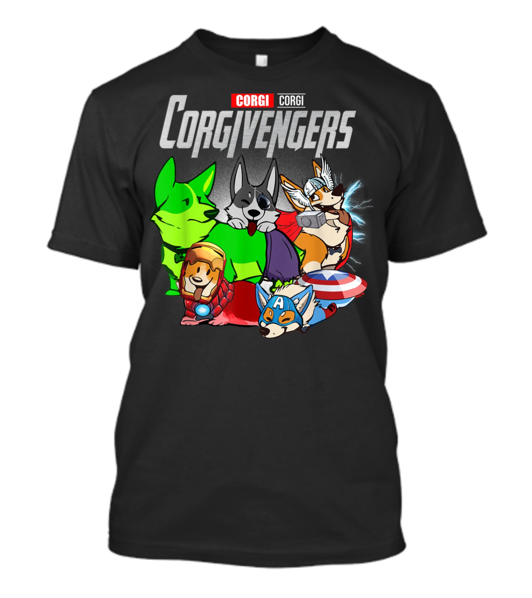 Corgivengers Corgi Avengers Funny Dog Parody Hero Team T-Shirt