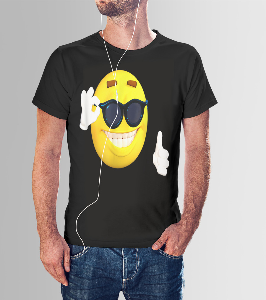 Emoji Thumbs Up Shades Happy Face Yellow Okay Sign T-Shirt