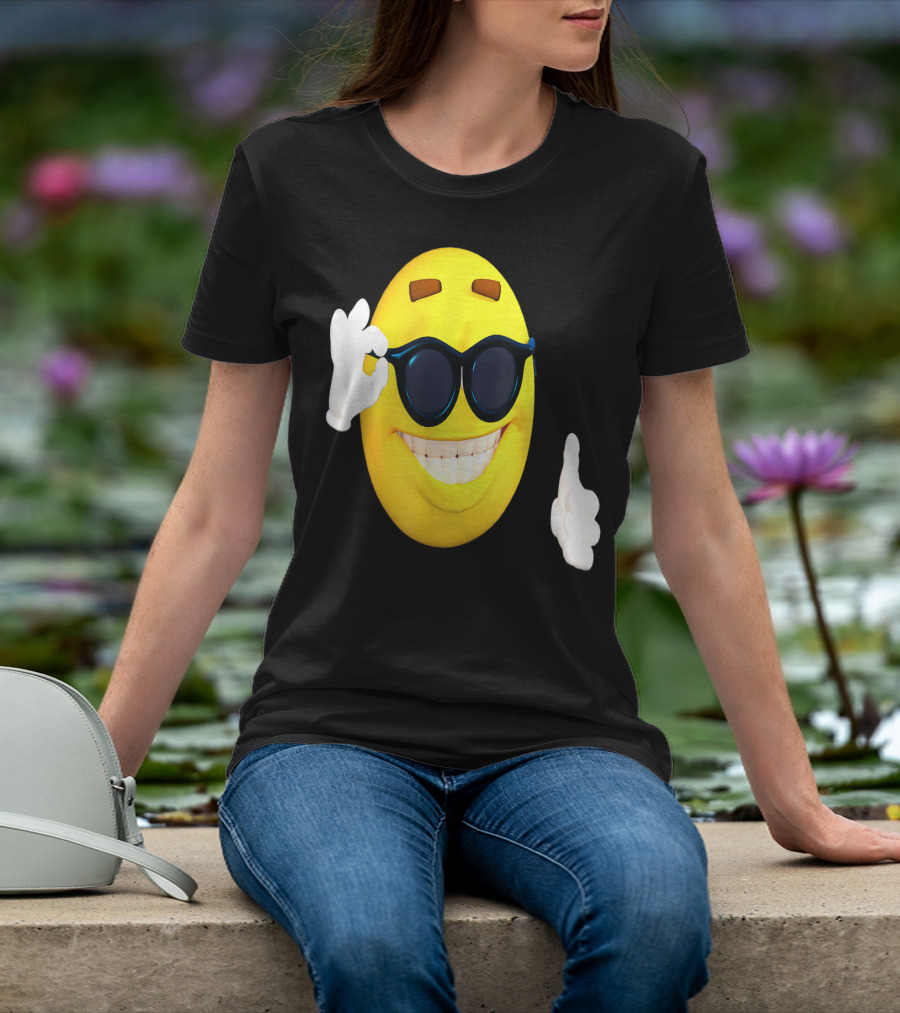 Emoji Thumbs Up Shades Happy Face Yellow Okay Sign T-Shirt