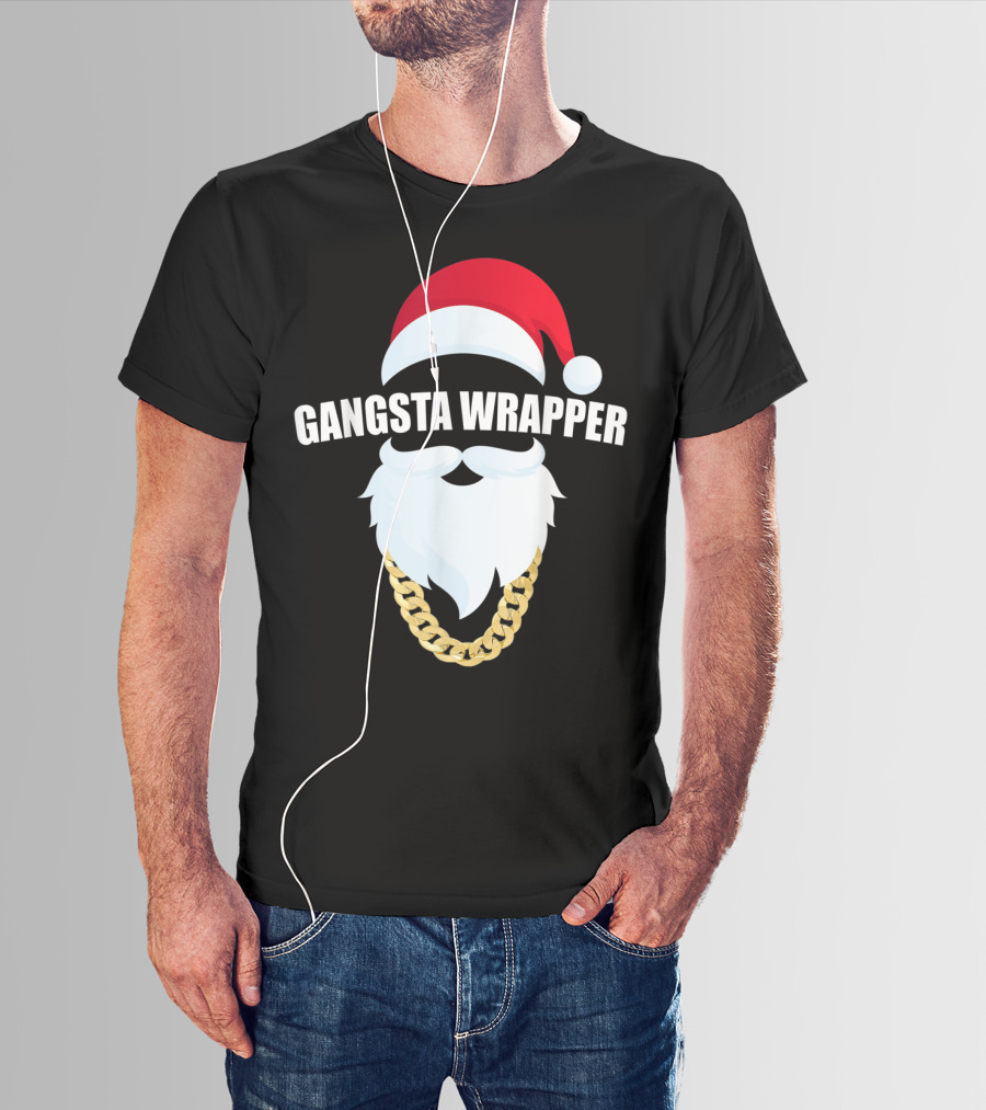 Gangsta Wrapper Santa Hat Beard Chain T-Shirt