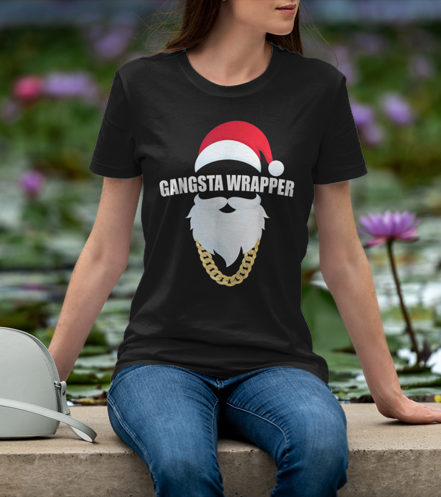 Gangsta Wrapper Santa Hat Beard Chain T-Shirt
