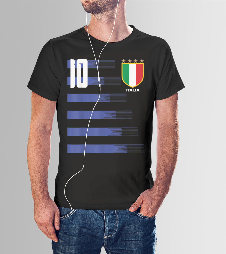 Italia Calcio Soccer Shirt Italian Flag Icon Number 10 T-Shirt