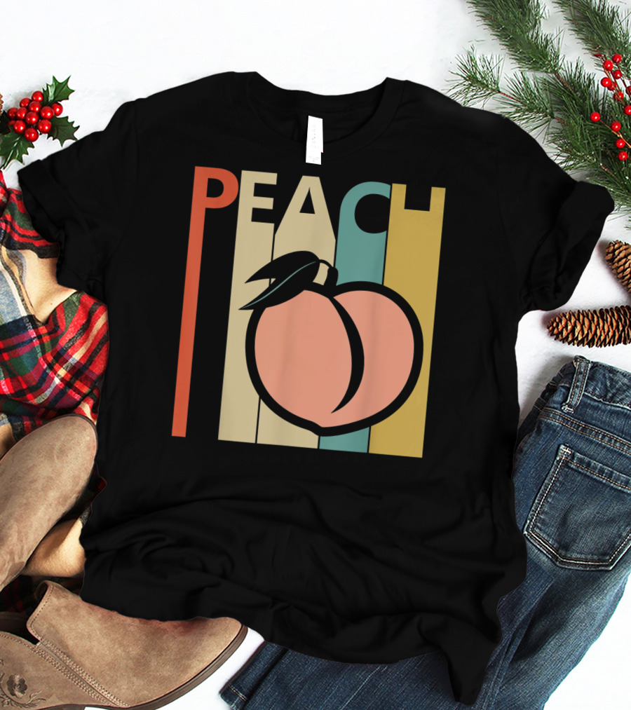 Vintage Peach Retro Fruit Emoji Peach T-Shirt