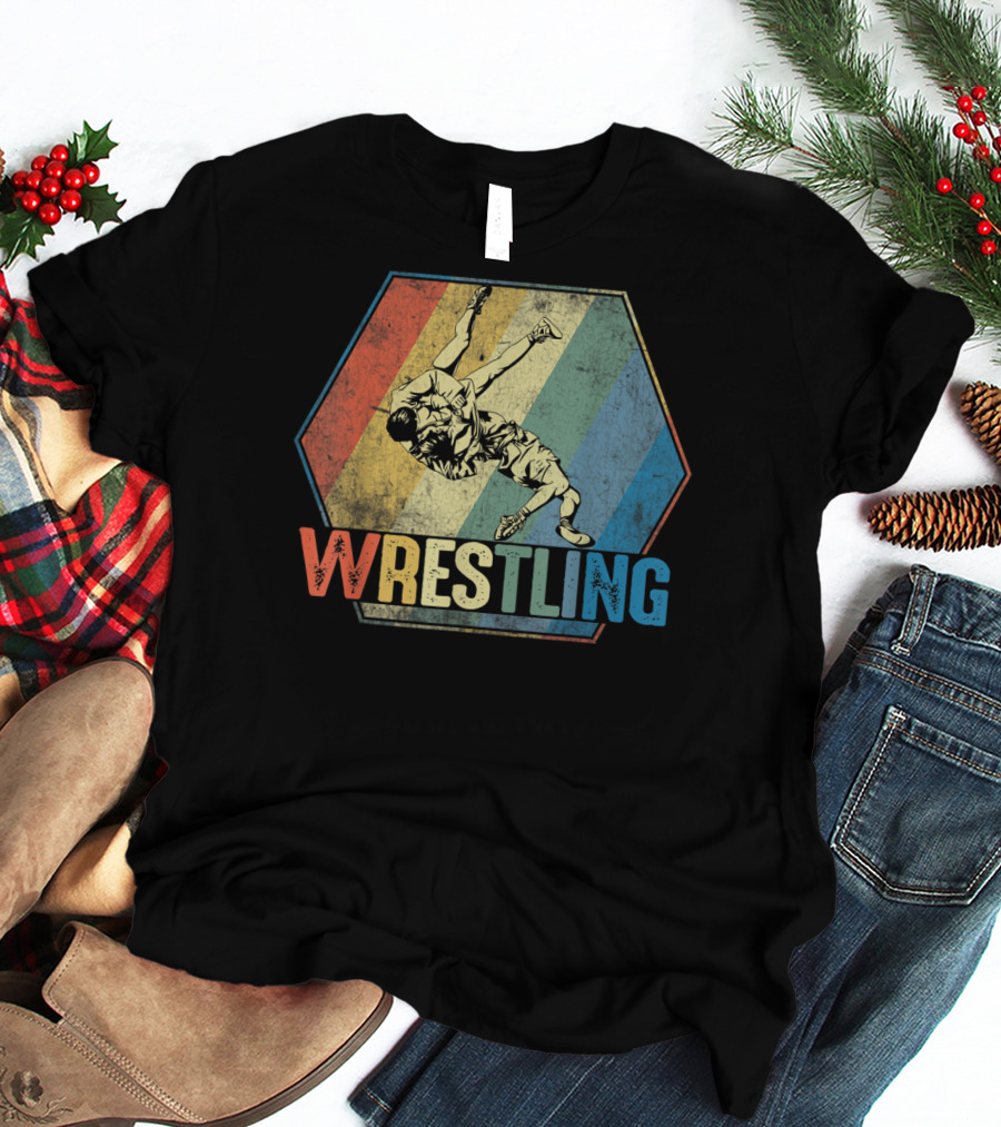 Retro Style Wrestling Throwdown Classic Sports Action T-Shirt
