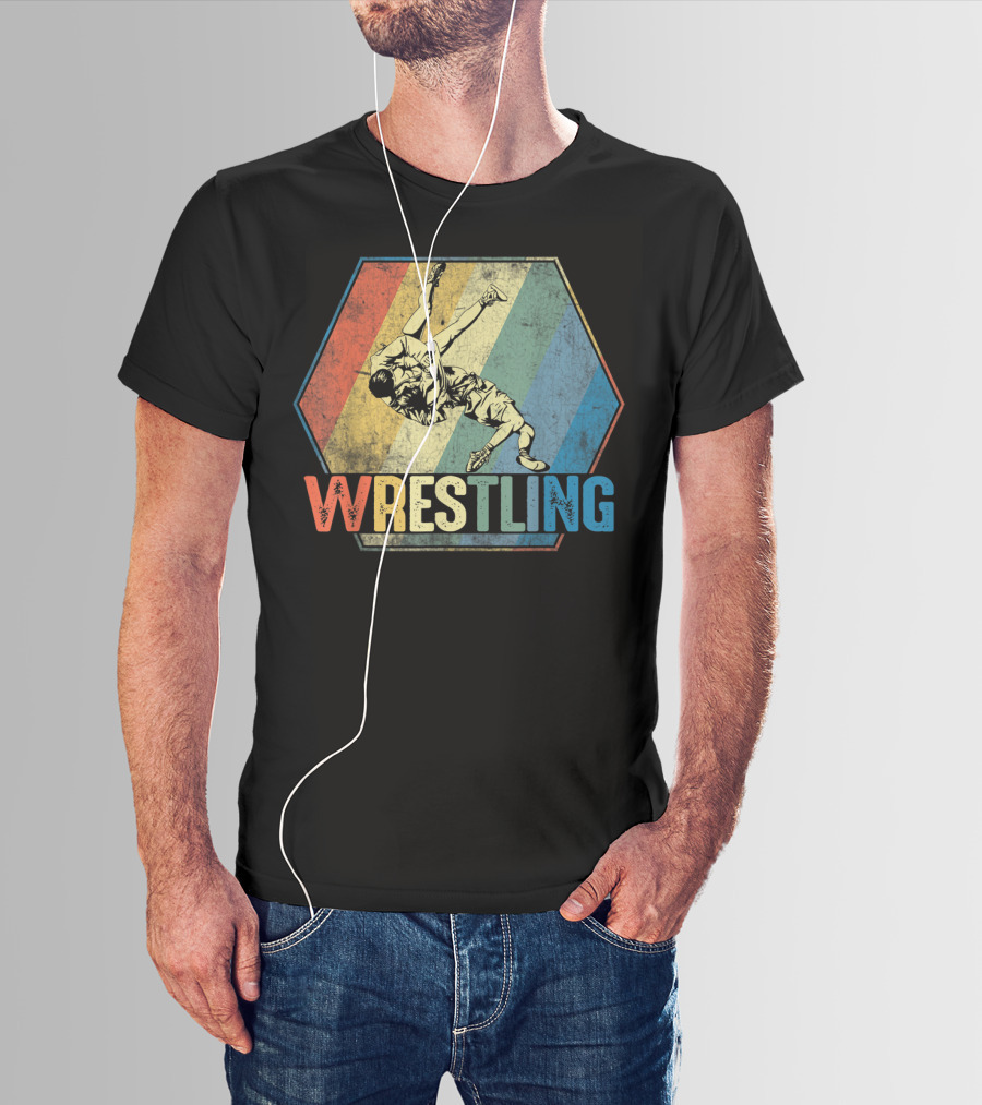 Retro Style Wrestling Throwdown Classic Sports Action T-Shirt