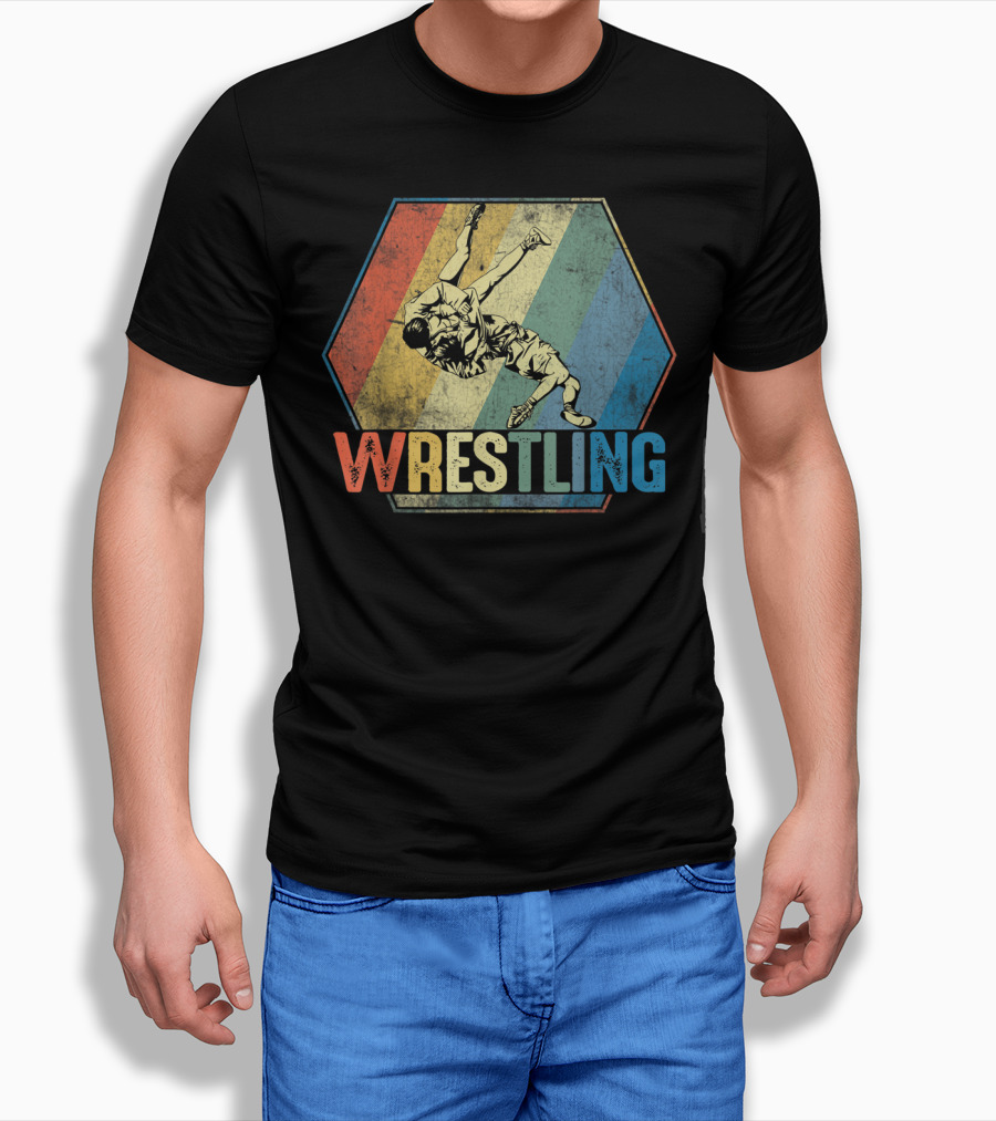Retro Style Wrestling Throwdown Classic Sports Action T-Shirt