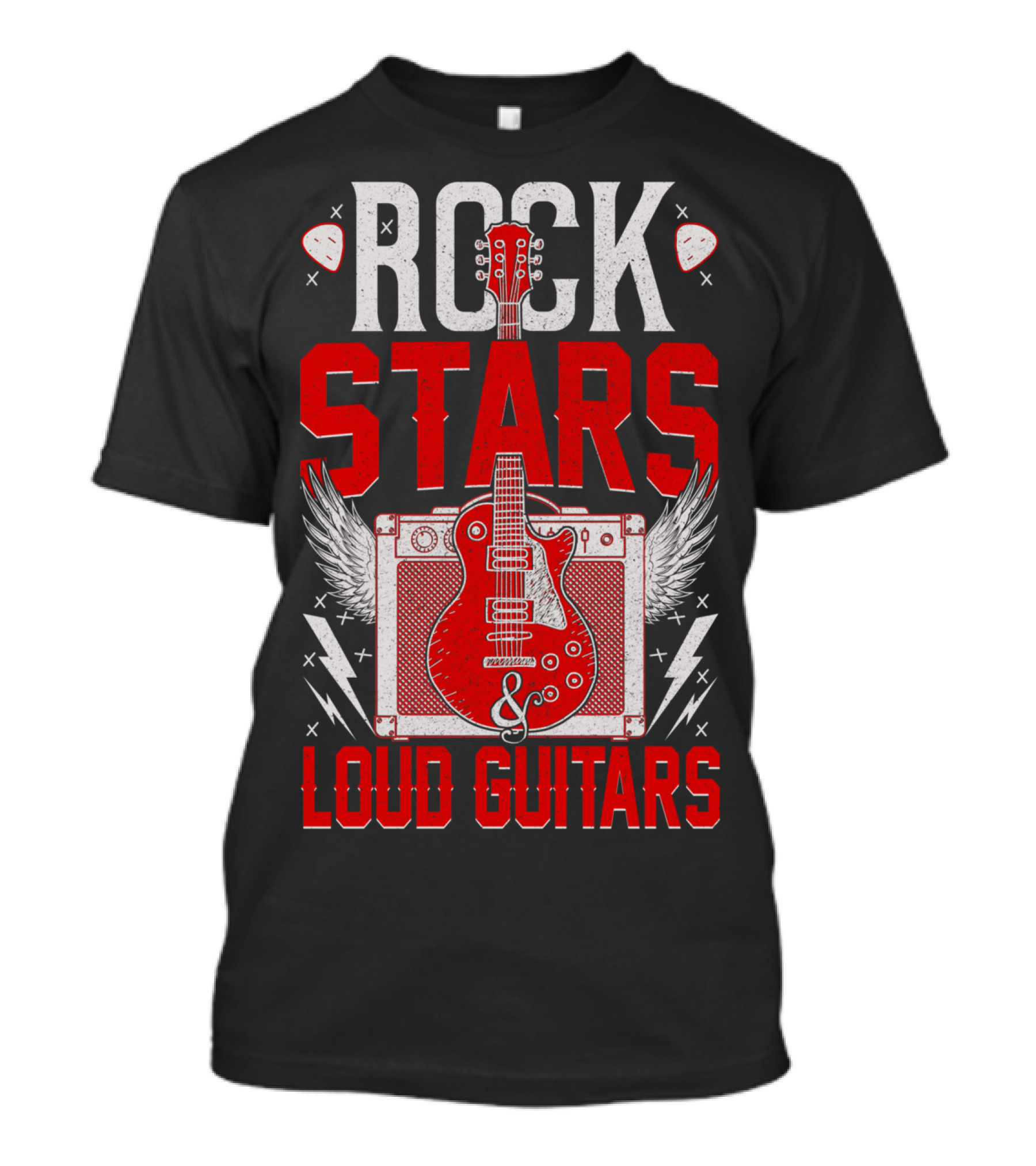 Rock Stars Loud Guitars Vintage Amplifier And Wings T-Shirt